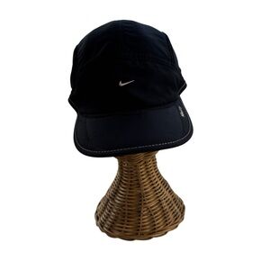 Nike Dri-FIT Black Running Cap Adjustable Mesh Hat Athletic Minimalist Sporty